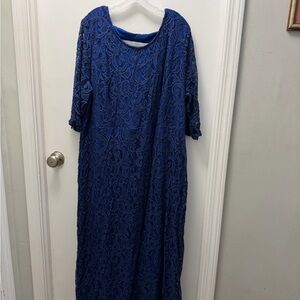 Chic Cobalt Blue Lace Long Sleeve Dress
